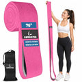 Premium 76" Extra Long Resistance Band for Working Out, 3" Wide Non-Slip Fabric Exercise Band for Stretching, Yoga, Strength Training & Physical Therapy - color: Pink