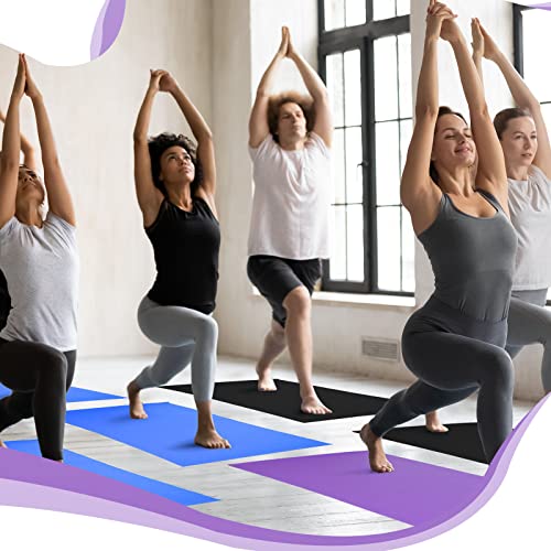 Amylove 12 Pieces Yoga Mats Bulk 68x24x0.12 Inch Exercise Non Slip Fitness Workout Mats for Women Men Home Workout Gym Yoga - color: Black, Dark Purple, Dark Blue