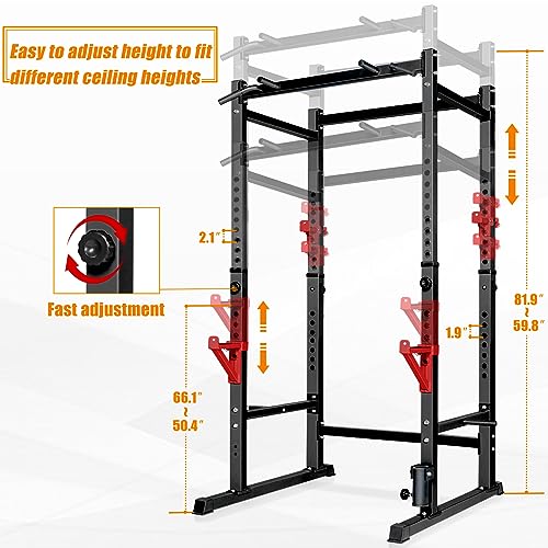 Bongkim Power Rack, Rack Cage for Weight Training, Adjustable Squat Stand Rack for Home Gym Equipment, Lifting Cage with 660lb Capacity - color: Black