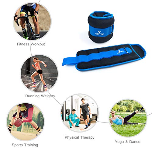 Ankle/Wrist Weights for Women, Men, Kids - Arm Leg Weights Set with Adjustable Strap - Running, Jogging, Gymnastic, Physical Therapy, Fitness - Choice of 1 lb 2 lbs 3 lbs 4 lbs 6 lbs 8 lbs 10 lbs - style: 8 lbs pair (4 lbs each), Light Blue
