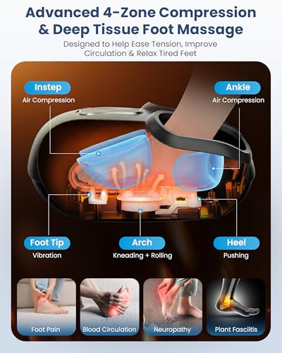 COMFIER 2026 Shiatsu Foot Massager with Fast Heat, Kneading Rolling Compression, Extra Vibration, FSA Eligible HSA Store, Plantar Fasciitis,Neuropathy Pain, Bigger Size 13IN, Gift for Men,Women - color: Black