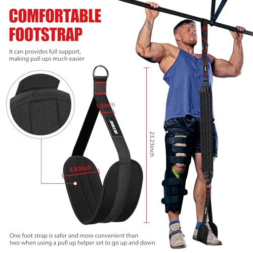 Pull Up Assistance Bands 260lbs, Heavy Pull Up Bands Resistance Bands for Pull Ups Working Out with Feet Rest, Pull Up Bar Bands Assistance Bands Strength Training Workout Equipment, Height Adjustable - color: Black