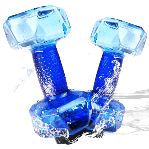 Water Weights for Pool Exercise Set of 2, Aquatic Exercise Dumbbells with Non-slip Handle, PE Materials Water Dumbbell Aerobics for Water Aerobics Weight Loss - color: Blue