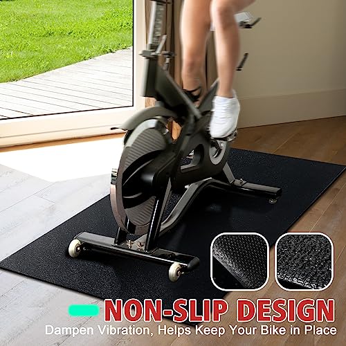 Bike Mat | 6mm Thickness, 36" x 72" Exercise Bike Mat/Treadmill Mat for Hardwood Floors or Carpet, Non-Slip Sweat-Proof Exercise Equipment Mat for Bike Trainer/Stationary Spin Bike - size: 1/4" thick, 36" x 72"