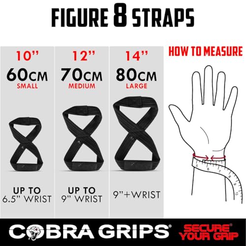 Deadlift Straps Figure 8 Loop Lifting Straps The #1 Choice for Power Lifters weightlifters workout Enthusiasts - color: Jet Black, size: 80 cm 8.0"+ And Up Wrist Circumference