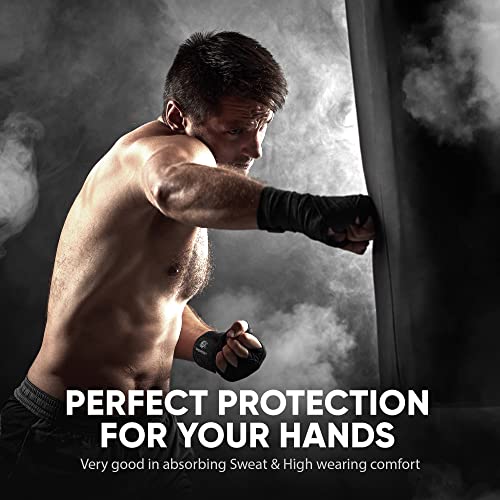 FIGHTR® Boxing Handwraps 160 inches semi-Elastic Hand Wraps with Thumb Loop for Boxing, MMA, Muay Thai & Martial Arts - color: Black, size: pair of 160"