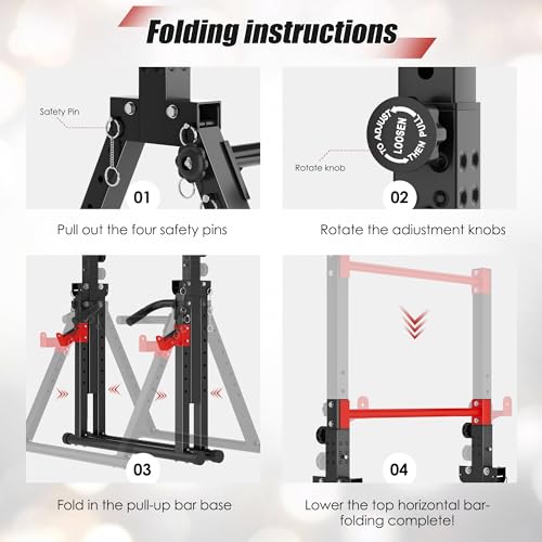 soges Foldable Power Tower, Pull Up Dip Station for Home Gym, 500 LBS Capacity Power Tower with Triangular Design, Adjustable Height Pull Up Bar for Full Body Workout