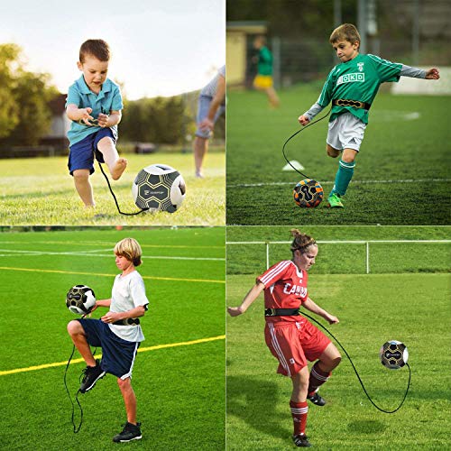 Surpop Soccer/Volleyball/Rugby Trainer, Football Kick Throw Solo Practice Training Aid Control Skills Adjustable Waist Belt for Kids Adults - color: black