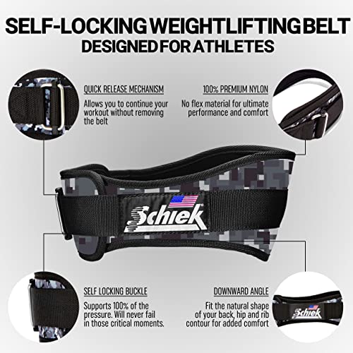 Schiek Sports Model 2004 Nylon 4 3/4" Weight Lifting Belt - Black - color: Digi Camo, size: X-Small