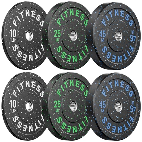 2" Bumper Plates Set Olympic Weight Plates for Barbell Strength Training | Papababe 2Inch Weights Plates Set, Floor Protective Plates, 20-600lbs Rubber Bumper Plates for Weightlifting, Bench Press - size: 160 LB SET (PAIR OF 10, 25, 45 LB), style: High Bo