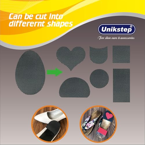 UNIKSTEP 6 Pairs (12 Pieces) Shoe Sole Non Slip Pads, Anti Skid Self Adhesive Rubber Grips, Shoe Bottom Front Sole and Heel Noise Reduction Protector Cushions (Black) - color: Black