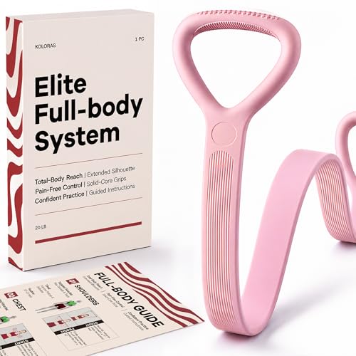 Figure 8 Resistance Band with Full Body Workout Guide, 20LB Total Body Exercise Band with Comfortable Solid Handles for Arms, Back, Shoulders, Stretching & Home Workout - color: Pink