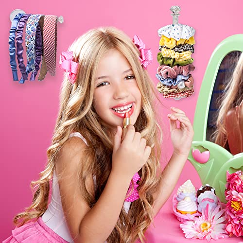8Pcs Headband Holder Stand Scrunchie Organizer, Girls Hair Accessories Organizer Storage for Headband Hairband Hair Ties, Acrylic Clear Glitter Adhesive Scrunchy Holder Scrunchie Tower Storage - color: 8Packs Clear