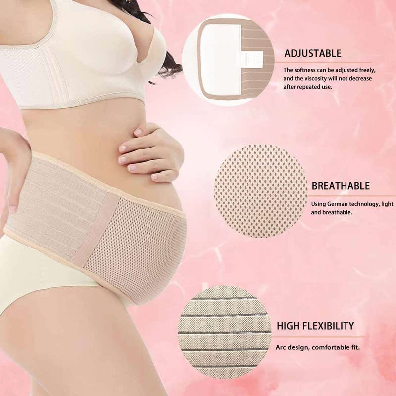 Pregnancy Belly Band Maternity Support Belt Eases Back Pelvic Pain | Belly band eases back pelvic pain. Breathable, adjustable, secure Velcro, durable, great value(Brown/Plus size) - color: Brown, size: Plus Size