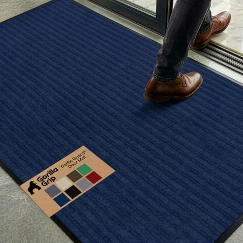GORILLA GRIP Waterproof Traffic Guard Door Mat, 72x48, Indoor Outdoor Heavy Duty Entryway Mats, Strong Backing Commercial Utility Rugs for Office, Hallway, Garage, Patio, Low Profile Runner Rug, Blue - color: Blue, size: 72" X 48"