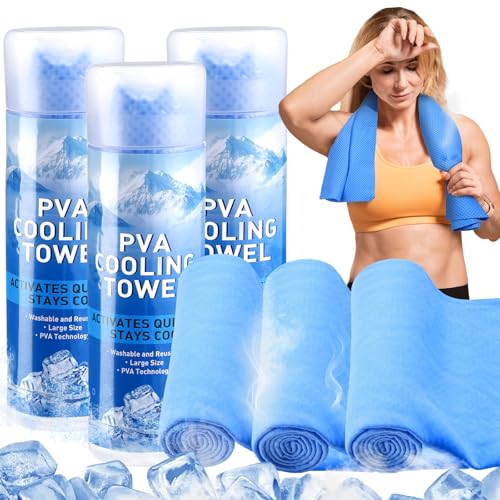 Peryiter 3 Packs PVA Cooling Towel Reusable Instant Cooling Neck Towel Breathable Soft Long Lasting Ice Sports Supplies for Running Hiking Swimming Golf (Dark Blue) - color: Dark Blue