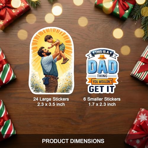 30 PCS Funny Dad Stickers Pack, Cute Durable Vinyl Decals, Fatherhood Waterproof Sticker, for Car Laptop Water Bottle Helmet Scrapbooking, Gifts for Adults Men Dads Grandpa Men Father's Day - color: Dad Stickers