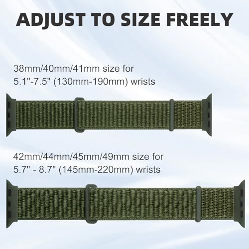 Sport Loop Band Compatible with Apple Watch Bands for Women 44mm 46mm 45mm 49mm 42mm 38mm 40mm 41mm men,Stretch Adjustable Braided Nylon Straps for iWatch Series 11/10/9/8/7/6/5/4/3/2/1/SE/Ultra - color: Armgreen, size: 38mm/40mm/41mm/(42mm-series 11 10)