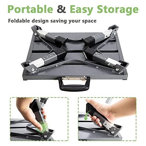 Aluminum RV Steps, 4-Level Adjustable Folding Step Stool with Non-Slip Rubber Feet, Non-Slip Fluorescent Strip Platform Rv Accessories - Gray - color: Gray+reflective Yellow