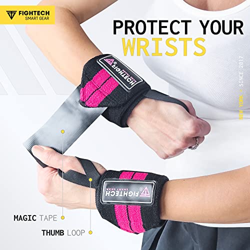 FIGHTECH Wrist Wraps for WeightLifting | 18 inch Professional Grade Lifting Wrist Wraps | Best for Powerlifting Competition, Strength Training, Bodybuilding (Pink, 18 Inch) - color: Pink