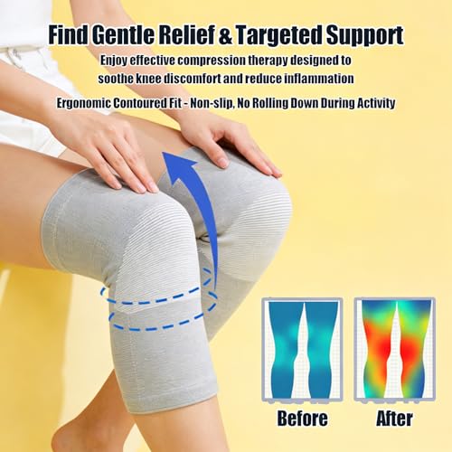 Bamboo Charcoal Compression Knee Sleeve - Elastic Knee Braces for Men & Women - Breathable Knee Support for Arthritis, Running, Workout, Joint Pain Relief (Gray, Small) - size: Small