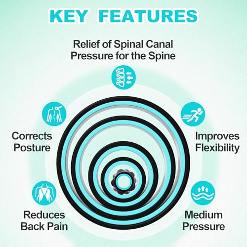 5 Pack Back Roller- Yoga Wheel for Back Pain Reliefn & Stretching, Back Wheel for Deep Tissue Massage, Foam Roller for Physical Therapy & Exercise | Blue - color: Blue and Black