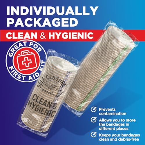 High-Performance Elastic Bandage Wrap - 6 Pack (2x2in, 2x3in, 2x4in) - Self-Closing Strong Compression Bandage Wrap for Leg, Ankles, Wrists, and Knees - for First Aid Kit and After Surgery Recovery - size: 6 Pack, style: Mix 6pk