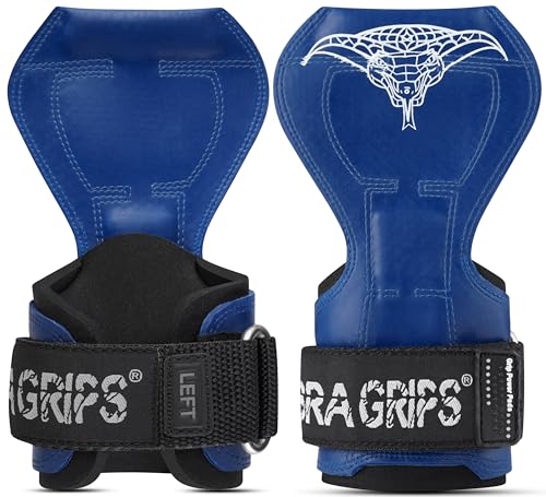Cobra Grips Weight Lifting Gloves with Adjustable Neoprene Padded Wrist Wraps - Heavy Duty Alternative to Power Lifting Hooks for Deadlifts - color: FIT BLUE Rubber, size: 4.25 - 7.0"