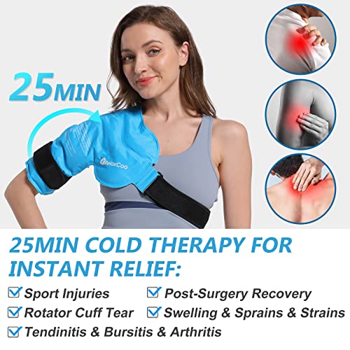 RelaxCoo Shoulder Ice Pack Rotator Cuff Cold Therapy, Reusable Gel Ice Wrap for Shoulder Injuries & Pain Relief, Bursitis, Tendonitis, Swelling, Recovery for Man and Women - style: SHOULDER 1 PACK