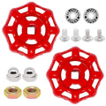 2 Pack Outdoor Faucet Handle, 6mm x 6mm (15/64" x 15/64") Square Stem Hole Faucet Handle Replacement, Cast Iron Round Wheel Water Spigot Handles Replacement with Screws Spacer (Red) - color: Red, size: 6mm x 6mm (2pcs)