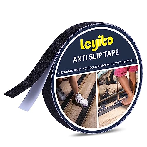 Anti Slip Tape, 1 Inch x 42 Ft Grip Tape for Stairs Outdoor/Indoor, Waterproof Non Skid Roll for Stair Treads Non Slip, High Traction Friction Abrasive Adhesive Stair Steps - Black - color: Black, size: 1” x 42'