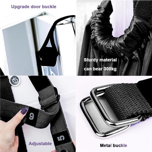 Leg Stretcher Strap - Yoga Stretching Strap,Yoga Door Swing,Backbend Training Rope with Door Anchor, Flexibility Trainer Stretching Equipment Assist Stretch Strap for Fitness Gymnastics Dance Aerial Ballet (purple) - color: black