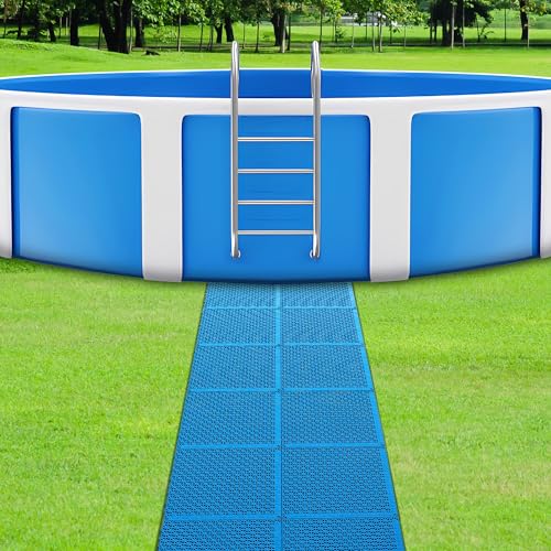 Moonoom 16 Pcs Ground Pool Drainage Walkway, 10.3" x 10.3" Floor Protector Mat, Non-Slip Plastic Modular Interlocking Cushion for Protecting Lawn and Away From Litter