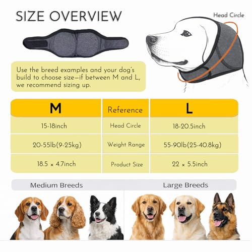 No-Shake Ear Wraps for Dogs: Breathable Bonnet to Stop Shaking & Aid Aural Hematoma Recovery - Post-Surgery Bleeding Protection for Golden Lab & Shepherd Large Breed - size: Large