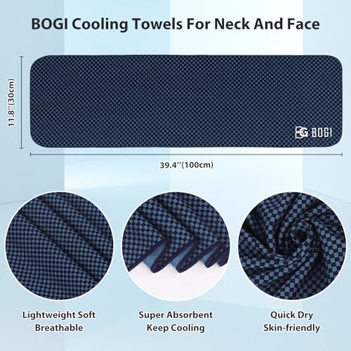 BOGI Cooling Towels for Neck and Face, Soft Breathable Cool Towel for Instant Cooling Stay Cool for Yoga, Sport, Gym, Camping, Running & More Activities - color: Navy Blue, size: 40.00" x 12.00"