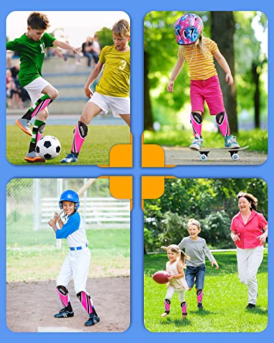 BROTOU Shin Guards Soccer Youth, Soccer Shin Guards for Kids 3-15 | Light Weight Adjustable Straps Shin Pads Protection Equipment with Ankle and Leg Calf Protection - color: PINK, size: Medium