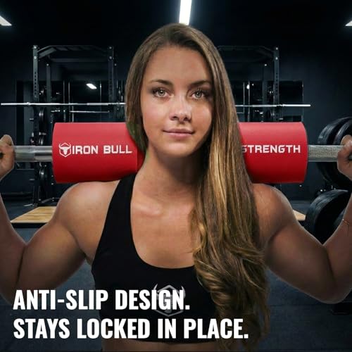 Advanced Squat Pad - Barbell Pad for Hip Thrusts, Squats & Lunges - Neck & Shoulder Squat Bar Pad Cushion Support Foam for Extra Comfort - color: Red