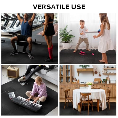 Starfavor Sound Absorbing Interlocking Floor Mats 20 Pcs, 11.8" x 11.8" Soundproof Rug Pad Non-Slip Anti-Vibration Acoustic Pads Piano Carpet Drum Rug - size: 44.3''×55.1''