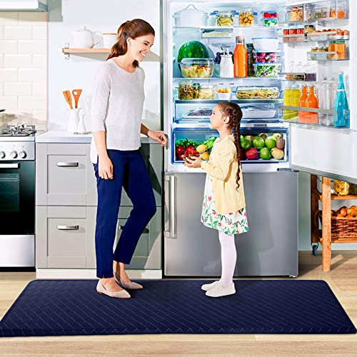 HappyTrends Kitchen Runner Rugs Anti-Fatigue mats,17.3"x 60",Non Slip Waterproof Ergonomic Comfort Mat for Kitchen, Floor Home, Office, Sink, Laundry,Blue - color: Blue, size: 60"L x 17.3"W x 0.5"Th