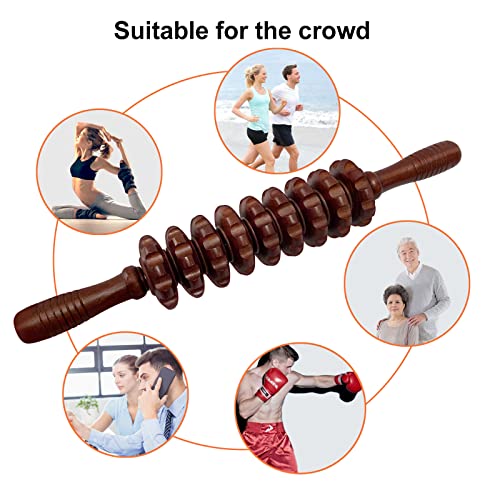 2Pcs Manual Massager Wooden Roller Trigger Point Massager Stick for Fascia, Cellulite, Muscle & Abdomen, Body Therapy Massager, Muscle Belly Relief Tool - color: Wood+coffee