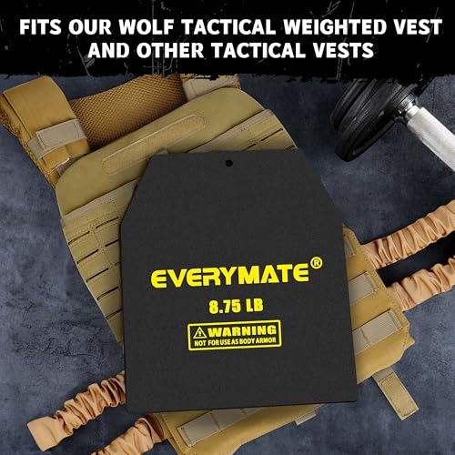 EVERYMATE Tactical Weighted Vest Plates – 3.75/5.75/8.75/14.5/19.75LB Pairs – Insert Weighted Vest Plates- Contoured Ergonomic Fit – WODs, Strength Training, Running, Weight Plates for Vest - color: 8.75LB*2, size: Straight