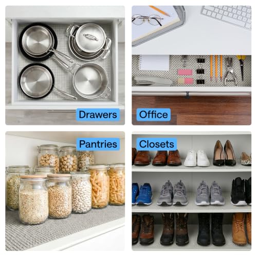 GORILLA GRIP powerGRIP Drawer Shelf and Cabinet Liner, Thick Strong Hold, Non-Adhesive Liners Protect Kitchen Cabinets and Cupboard, Bathroom Drawers, Easy Install, Breathable Mat, 12" x10' Light Gray - color: Light Gray, size: 12" X 10', style: 12" x 10'