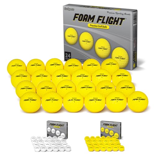 GoSports Foam Flight Practice Golf Balls - Choose White or Yellow - Pack of 24 Limited Flight Training Balls - color: Yellow