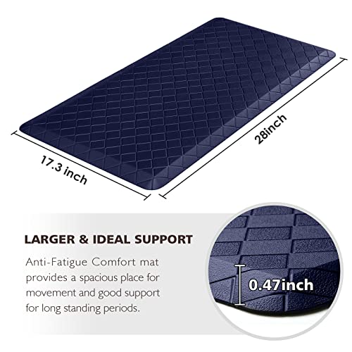 HappyTrends Kitchen Runner Rugs Anti-Fatigue mats,17.3"x 28",Non Slip Waterproof Ergonomic Comfort Mat for Kitchen, Floor Home, Office, Sink, Laundry,Blue - color: Blue, size: 28"L x 17.3"W x 0.5"Th