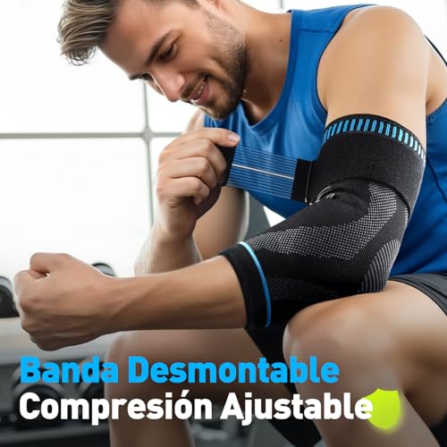 AGPTEK Elbow Compression Sleeve with 2 Gel Pads, Pain Relief Elbow Brace Tendonitis and Tennis Golfer's Elbow, Breathable Arm Sleeve Support for Tennis, Golf, Basketball, Weightlifting, M - size: M