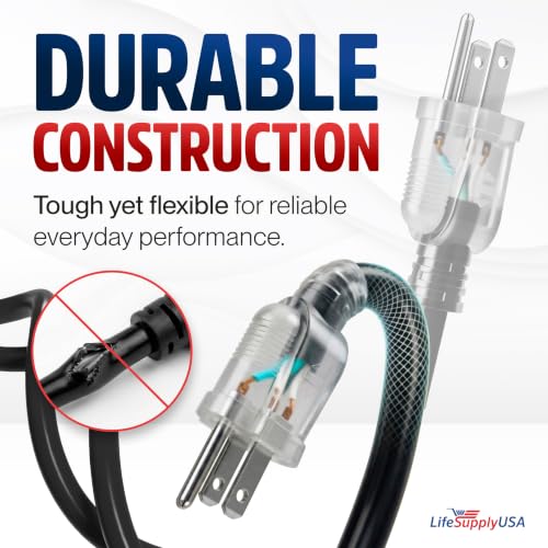 100ft Outdoor/Indoor Extension Cord 3-Outlet 12/3 Gauge Extra Heavy Duty 3 Prong SJTW, Waterproof, Flexible Cold-Resistant Long Power Cord,15A 125V 1875W, Black by LifeSupplyUSA - color: Black, size: 100FT