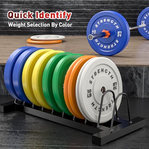Rendpas Premium Color-Coded Rubber Bumper Plates Set - 2 Inch Olympic Weight Plates for Home Gym Cross and Strength Training - color: 25LB Pair