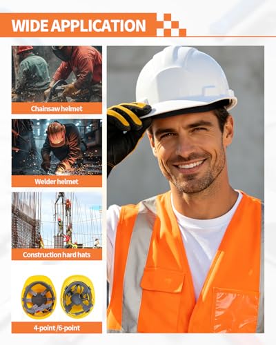 6 PCS Hard Hat Liner, Hard Hat Sweatband, Washable Hardhat Sweatband, Reusable Flame Retardant Cotton Hard Hats Sweat for Chainsaw Helmet, Hard Hats Liner Replacement, Welding Helmet - color: Black