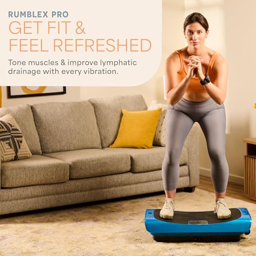 Lifepro Rumblex Plus/Pro 4D Vibration Plate Exercise Machine with 60 Speeds | 3 Motors, 7 Training Modes, Bluetooth Speaker, Wristband Remote — Vibration Plate for Lymphatic Drainage, Muscle Activation - color: Blue, size: Large