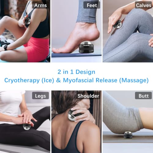 Ice Roller Ball, Cold Hot Massage Muscle Recovery Ball, Stainless Steel | Hot/Cold Therapy,Myofascial Release,Deep Tissue Muscle Relief,Aromatherapy,Pain Relief,Skin Firming,Reduce Edema,360° Rolling - style: 1 - Pack - Ice Ball